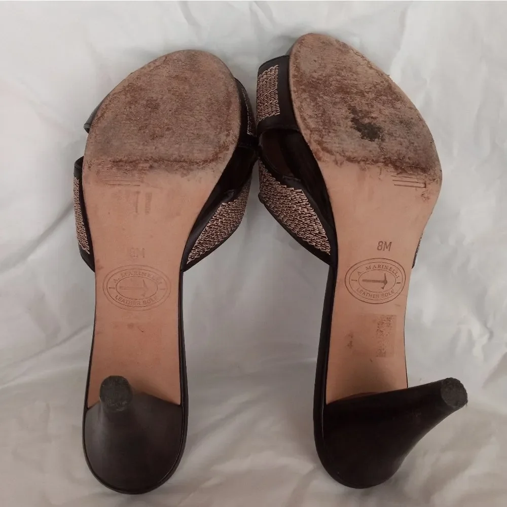 A. Marinelli Size 8M Brown Slides Synthetic Women Sandal Shoes